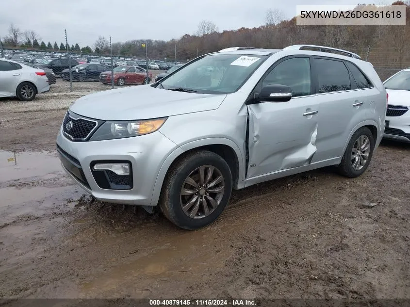 2013 Kia Sorento Sx V6 VIN: 5XYKWDA26DG361618 Lot: 40879145