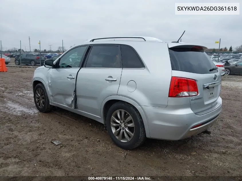 2013 Kia Sorento Sx V6 VIN: 5XYKWDA26DG361618 Lot: 40879145