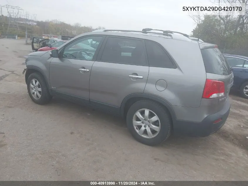 2013 Kia Sorento Lx V6 VIN: 5XYKTDA29DG420170 Lot: 40913998