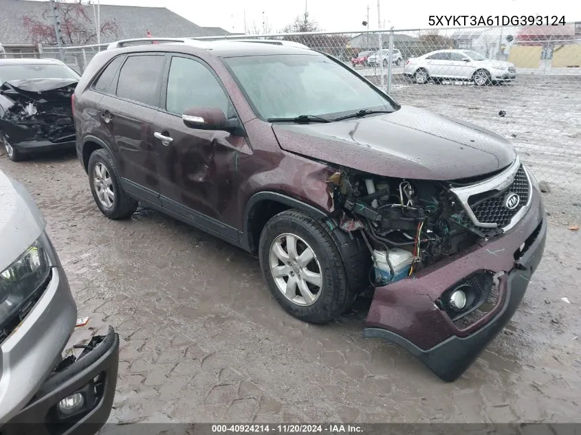 2013 Kia Sorento Lx VIN: 5XYKT3A61DG393124 Lot: 40924214