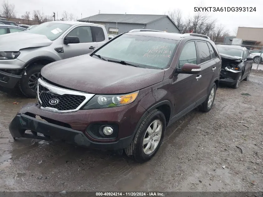 2013 Kia Sorento Lx VIN: 5XYKT3A61DG393124 Lot: 40924214