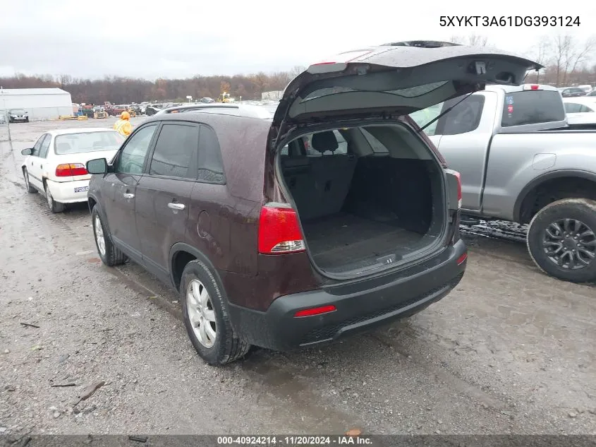 2013 Kia Sorento Lx VIN: 5XYKT3A61DG393124 Lot: 40924214