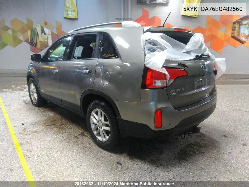 2014 Kia Sorento Lx V6 VIN: 5XYKTDA76EG482560 Lot: 20182962