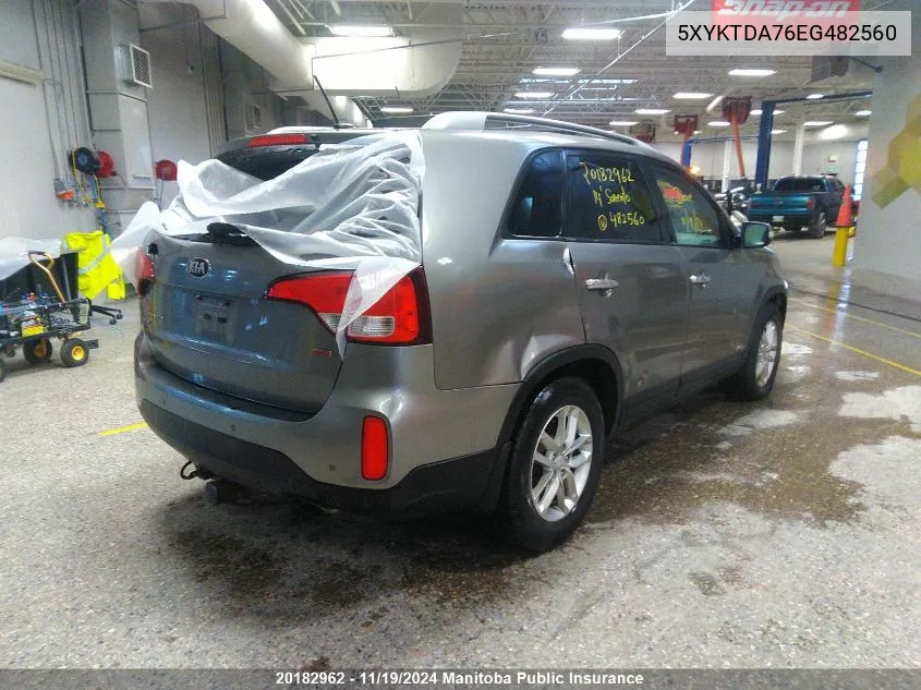 2014 Kia Sorento Lx V6 VIN: 5XYKTDA76EG482560 Lot: 20182962