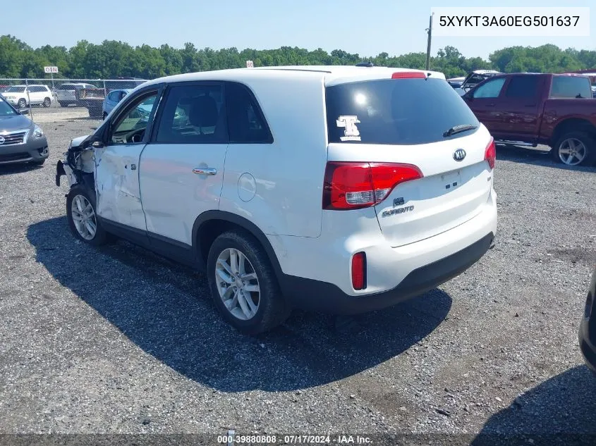 2014 Kia Sorento Lx VIN: 5XYKT3A60EG501637 Lot: 39880808