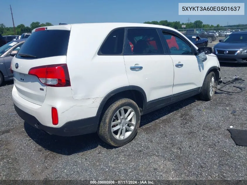 2014 Kia Sorento Lx VIN: 5XYKT3A60EG501637 Lot: 39880808