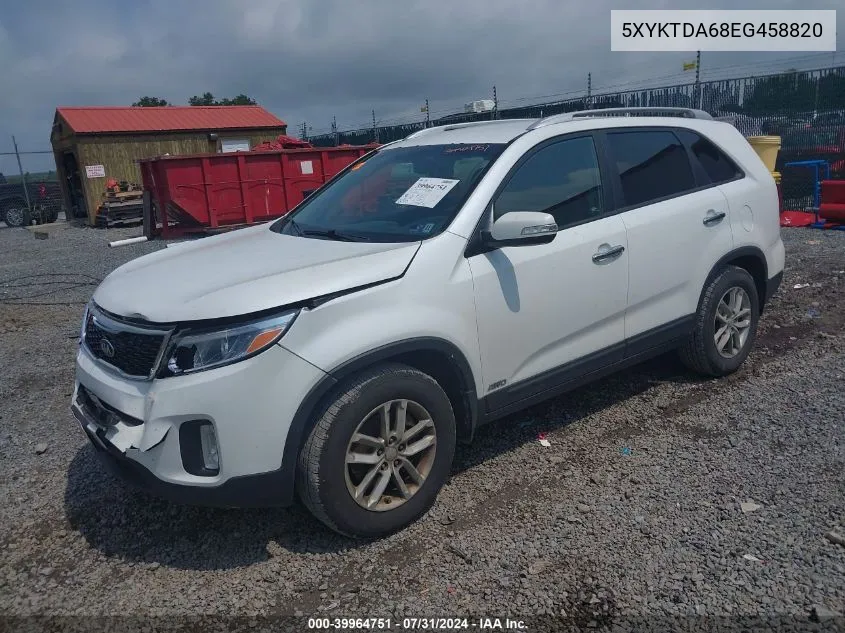 2014 Kia Sorento Lx VIN: 5XYKTDA68EG458820 Lot: 39964751