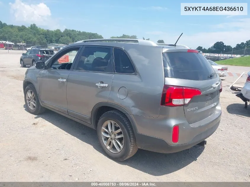 5XYKT4A68EG436610 2014 Kia Sorento Lx