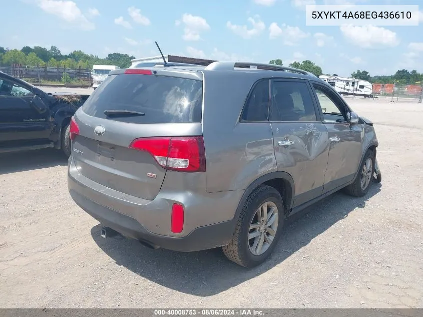 5XYKT4A68EG436610 2014 Kia Sorento Lx