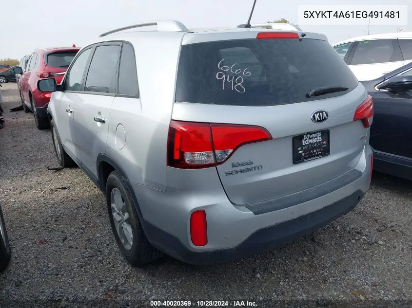 2014 Kia Sorento Lx VIN: 5XYKT4A61EG491481 Lot: 40020369