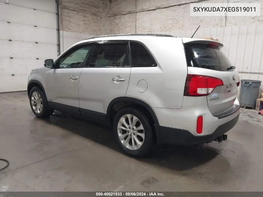 2014 Kia Sorento Ex V6 VIN: 5XYKUDA7XEG519011 Lot: 40021533