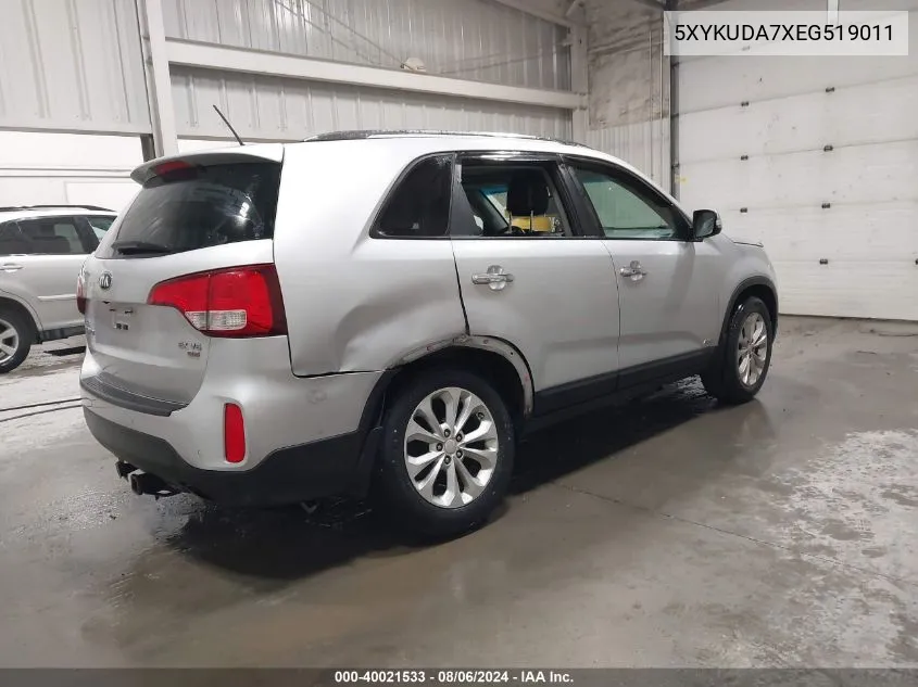 2014 Kia Sorento Ex V6 VIN: 5XYKUDA7XEG519011 Lot: 40021533