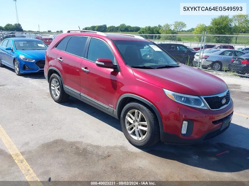 2014 Kia Sorento Lx VIN: 5XYKTCA64EG549593 Lot: 40023231