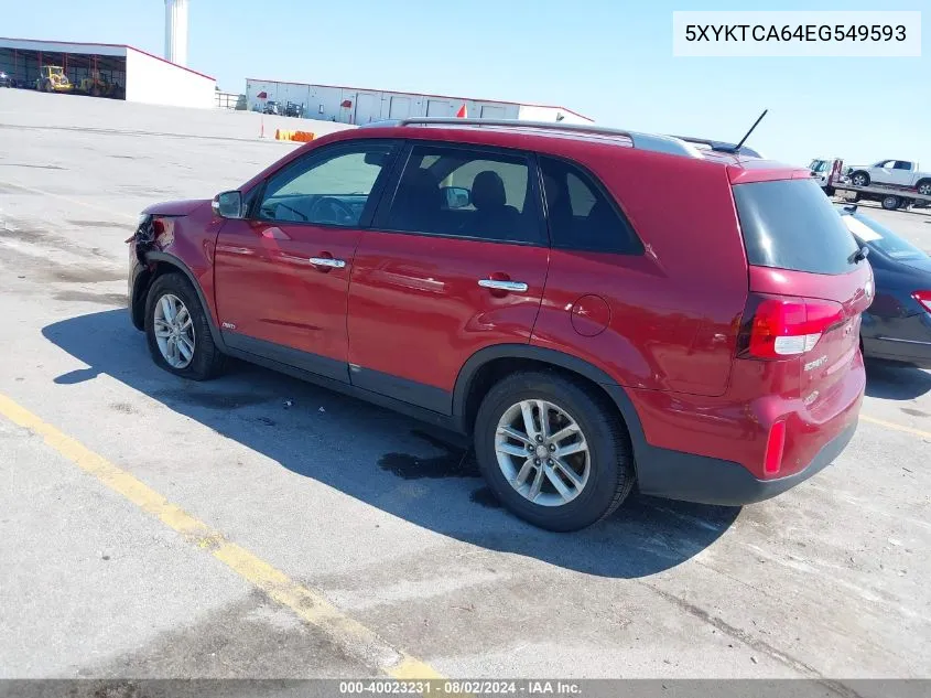 2014 Kia Sorento Lx VIN: 5XYKTCA64EG549593 Lot: 40023231