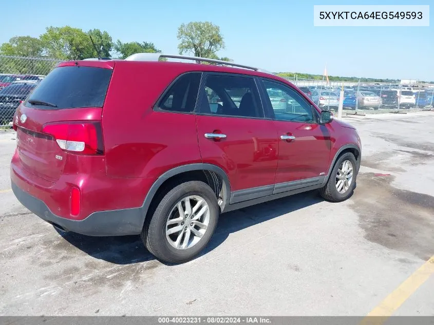 2014 Kia Sorento Lx VIN: 5XYKTCA64EG549593 Lot: 40023231