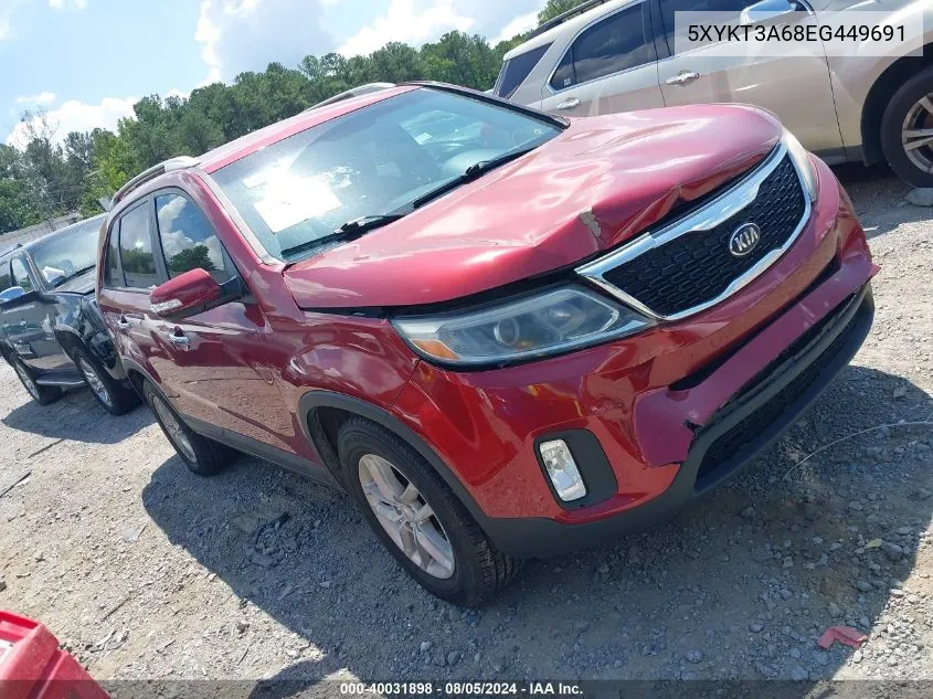 2014 Kia Sorento Lx VIN: 5XYKT3A68EG449691 Lot: 40031898