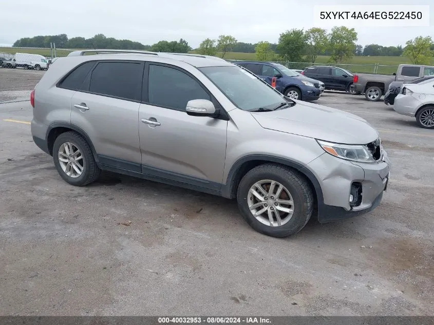 2014 Kia Sorento Lx VIN: 5XYKT4A64EG522450 Lot: 40032953