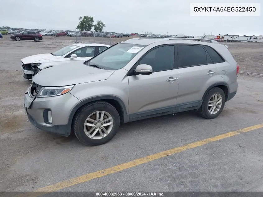 5XYKT4A64EG522450 2014 Kia Sorento Lx