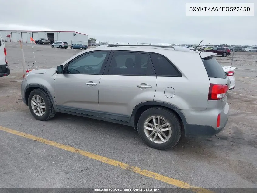 5XYKT4A64EG522450 2014 Kia Sorento Lx