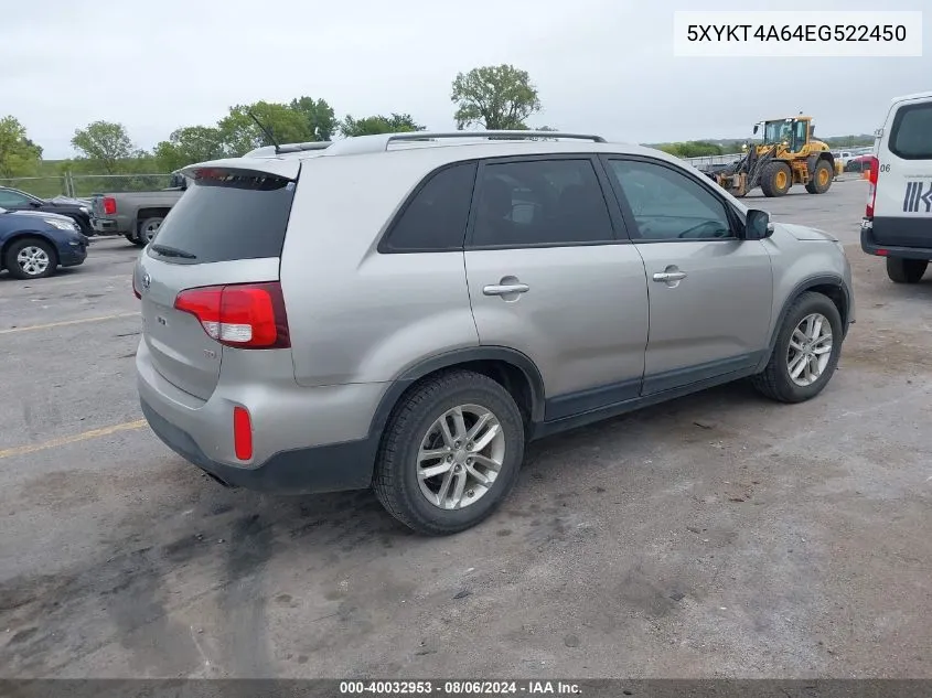 5XYKT4A64EG522450 2014 Kia Sorento Lx