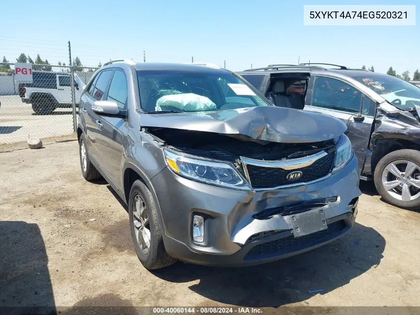 2014 Kia Sorento Lx V6 VIN: 5XYKT4A74EG520321 Lot: 40060144