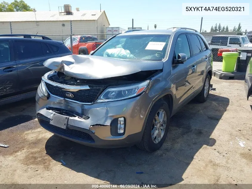 5XYKT4A74EG520321 2014 Kia Sorento Lx V6