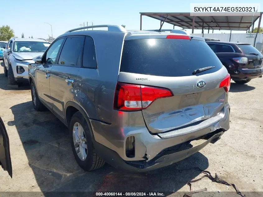 2014 Kia Sorento Lx V6 VIN: 5XYKT4A74EG520321 Lot: 40060144