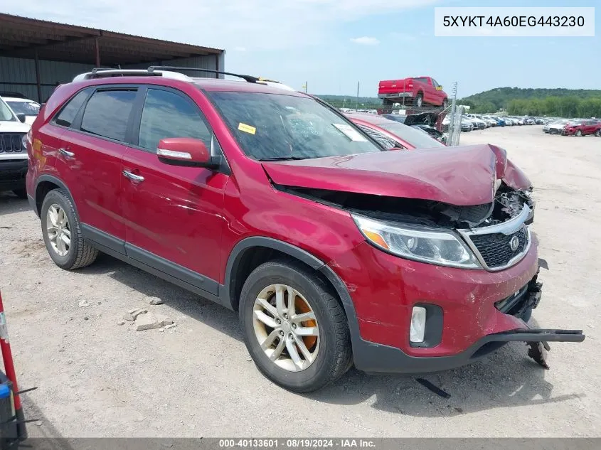 5XYKT4A60EG443230 2014 Kia Sorento Lx