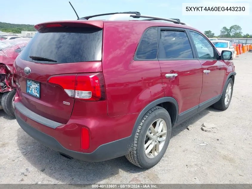 5XYKT4A60EG443230 2014 Kia Sorento Lx