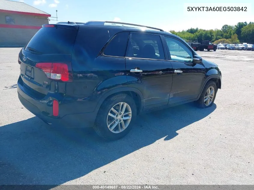 5XYKT3A60EG503842 2014 Kia Sorento Lx