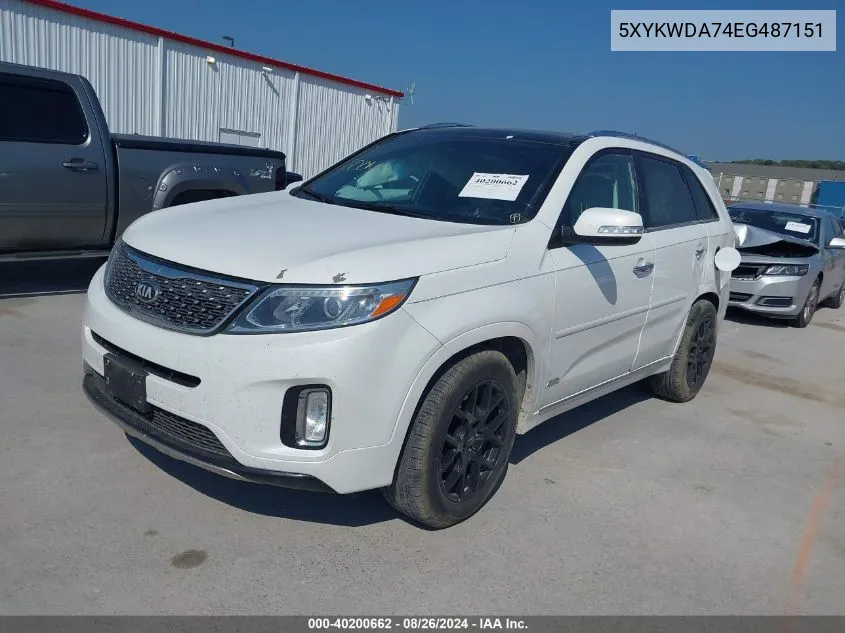 2014 Kia Sorento Limited V6 VIN: 5XYKWDA74EG487151 Lot: 40200662