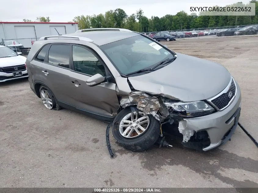 2014 Kia Sorento Lx VIN: 5XYKTCA62EG522652 Lot: 40225326