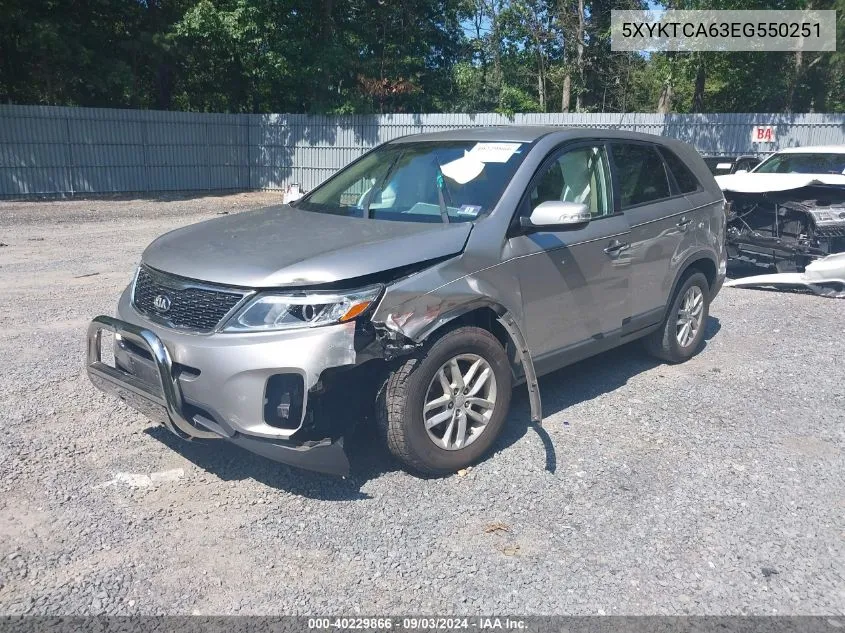 2014 Kia Sorento Lx VIN: 5XYKTCA63EG550251 Lot: 40229866