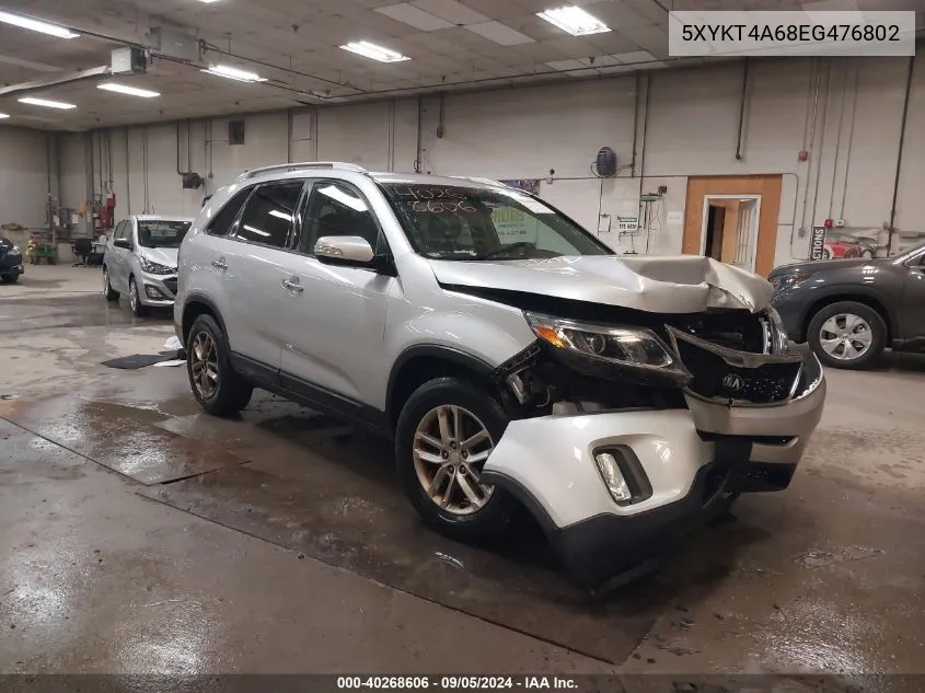 2014 Kia Sorento Lx VIN: 5XYKT4A68EG476802 Lot: 40268606