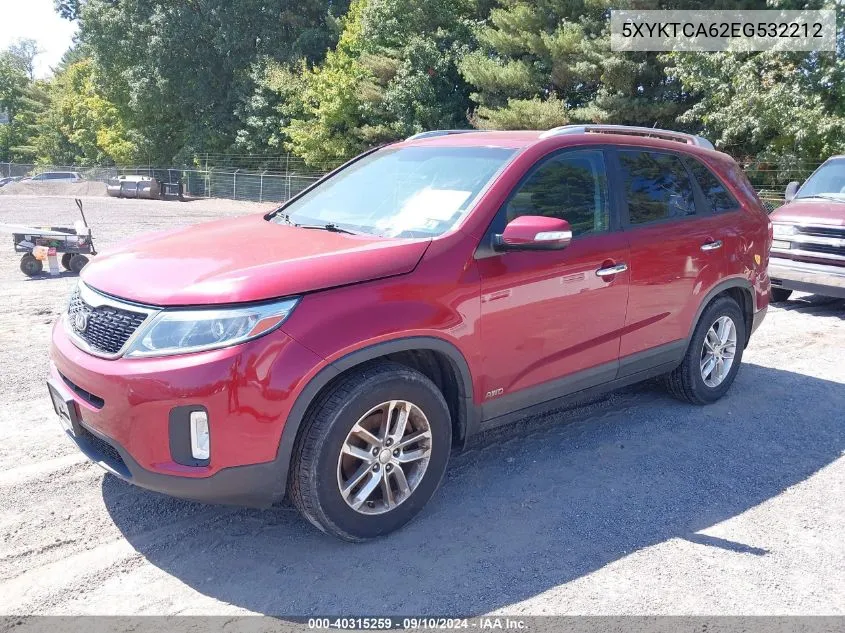 2014 Kia Sorento Lx VIN: 5XYKTCA62EG532212 Lot: 40315259