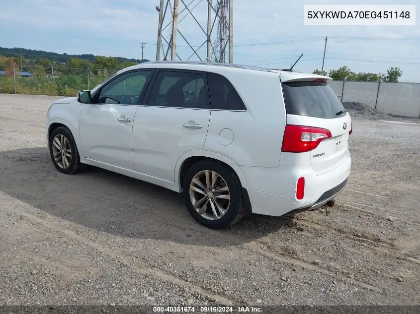 5XYKWDA70EG451148 2014 Kia Sorento Limited V6