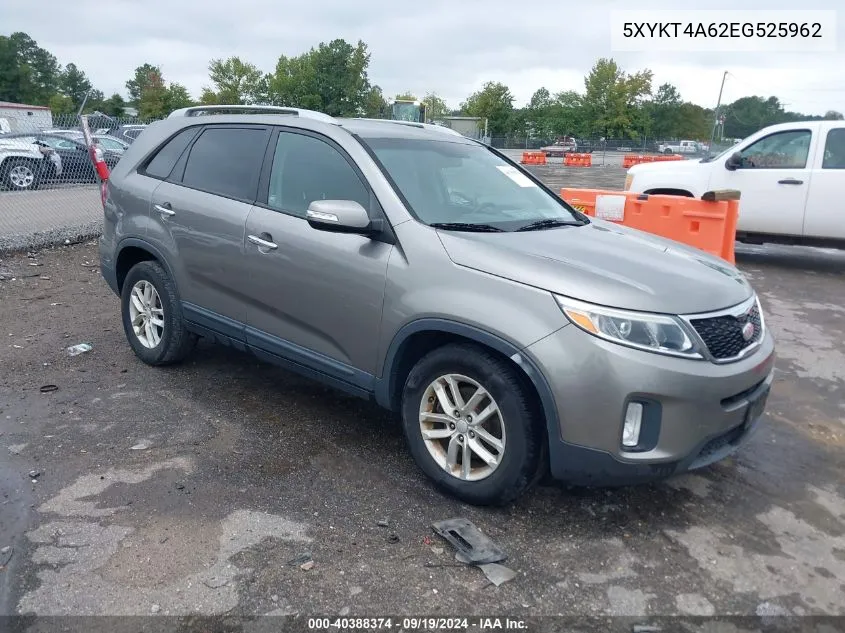 2014 Kia Sorento Lx VIN: 5XYKT4A62EG525962 Lot: 40388374