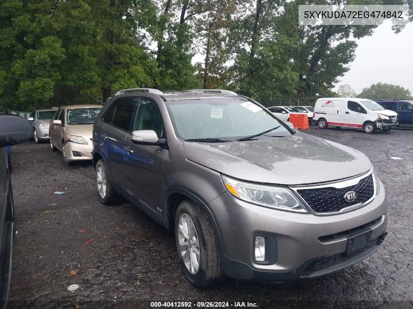 2014 Kia Sorento Ex V6 VIN: 5XYKUDA72EG474842 Lot: 40412592