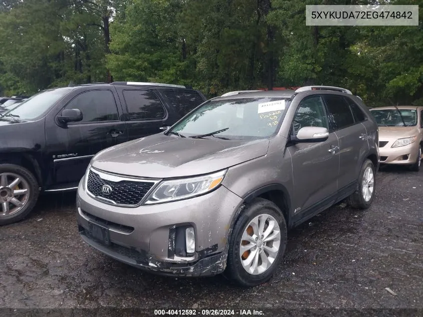 2014 Kia Sorento Ex V6 VIN: 5XYKUDA72EG474842 Lot: 40412592