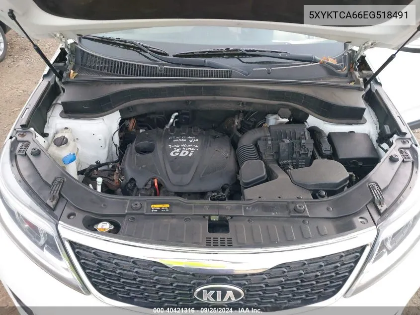 2014 Kia Sorento Lx VIN: 5XYKTCA66EG518491 Lot: 40421316