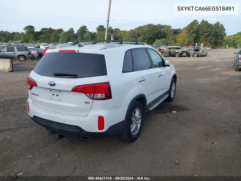 2014 Kia Sorento Lx VIN: 5XYKTCA66EG518491 Lot: 40421316