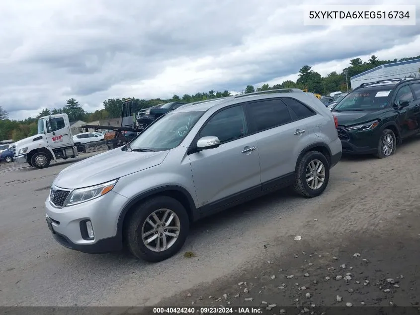 2014 Kia Sorento Lx VIN: 5XYKTDA6XEG516734 Lot: 40424240