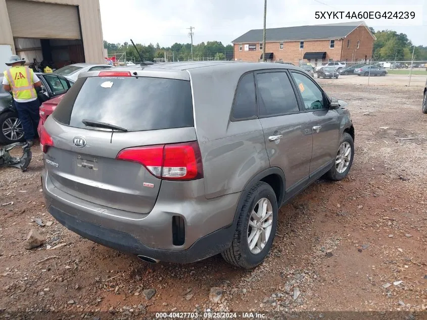 2014 Kia Sorento Lx VIN: 5XYKT4A60EG424239 Lot: 40427703