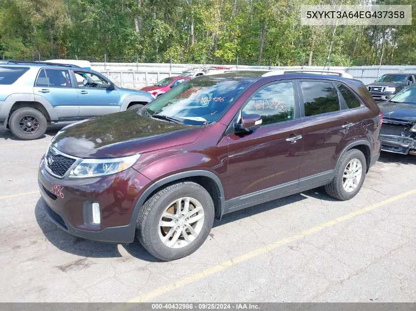 2014 Kia Sorento Lx VIN: 5XYKT3A64EG437358 Lot: 40432986