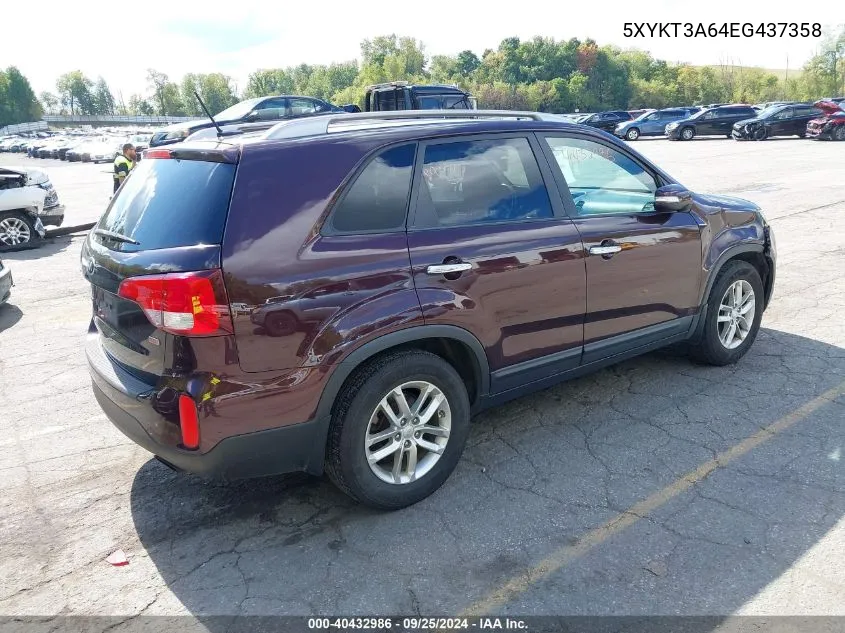 5XYKT3A64EG437358 2014 Kia Sorento Lx