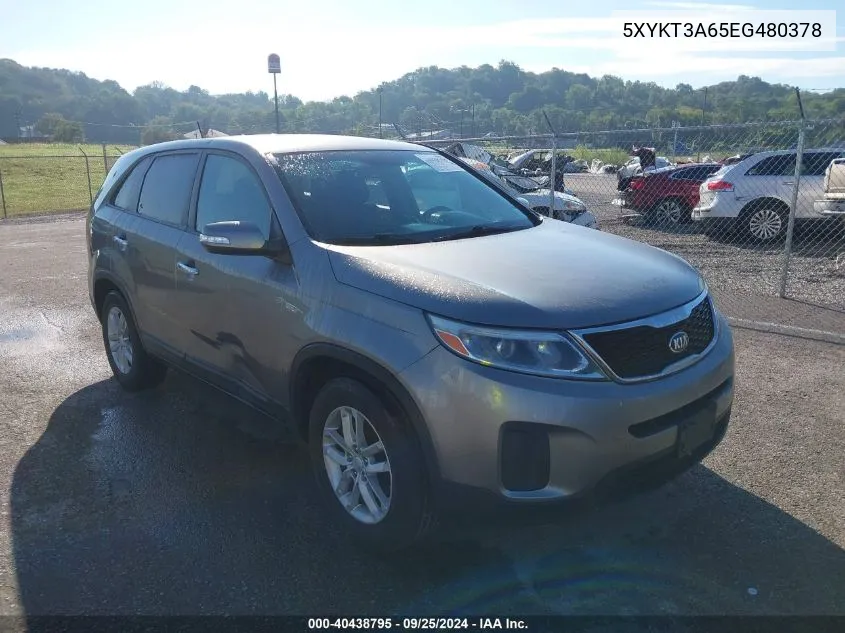 2014 Kia Sorento Lx VIN: 5XYKT3A65EG480378 Lot: 40438795