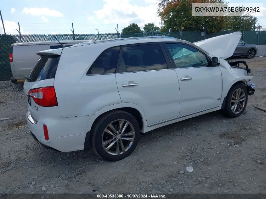 2014 Kia Sorento Sx/Sx Limited VIN: 5XYKWDA76EG549942 Lot: 40533386