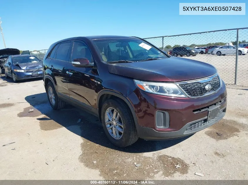 2014 Kia Sorento Lx VIN: 5XYKT3A6XEG507428 Lot: 40760113