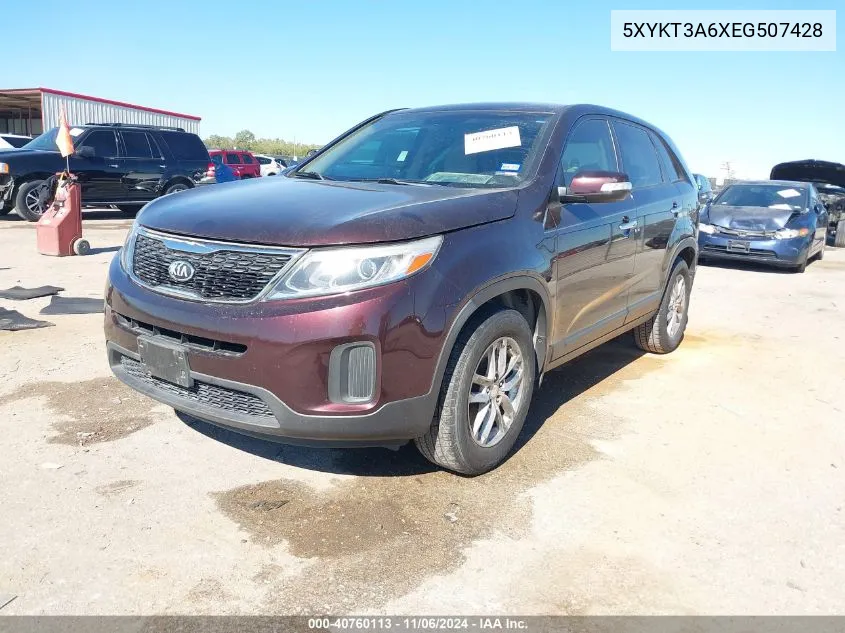 2014 Kia Sorento Lx VIN: 5XYKT3A6XEG507428 Lot: 40760113