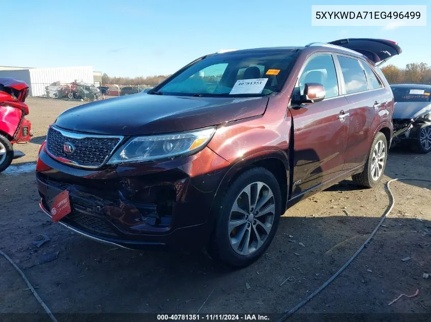 2014 Kia Sorento Sx V6 VIN: 5XYKWDA71EG496499 Lot: 40781351